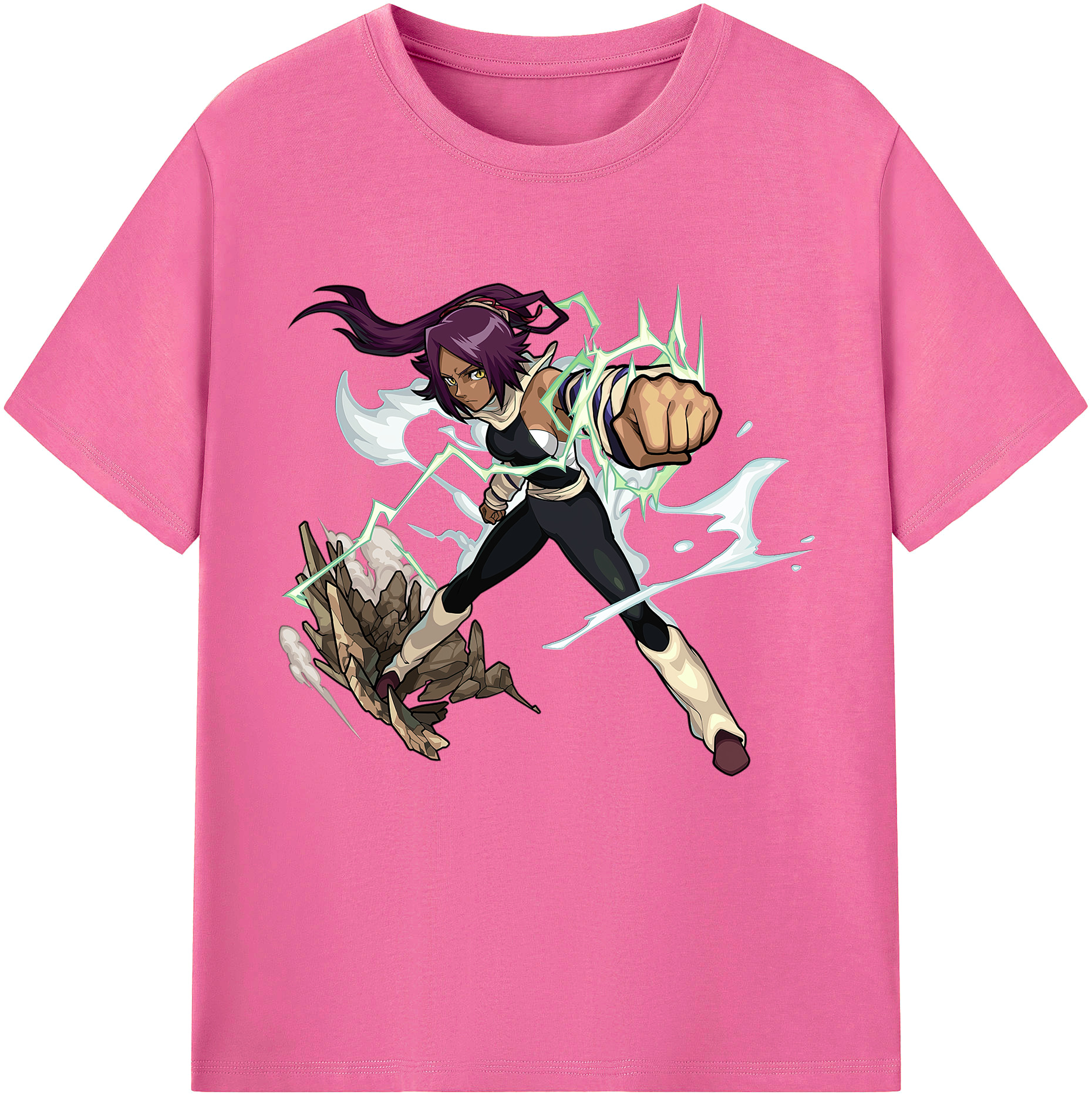 （画像用） ブリーチ 四楓院 夜一（しほういん よるいち） BLEACH Shihouin Yoruichi レディースカジュアルプリントTシャツ（綿100％）